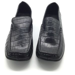 Cloudwalkers Black Faux Gator Loafers Women's 7W